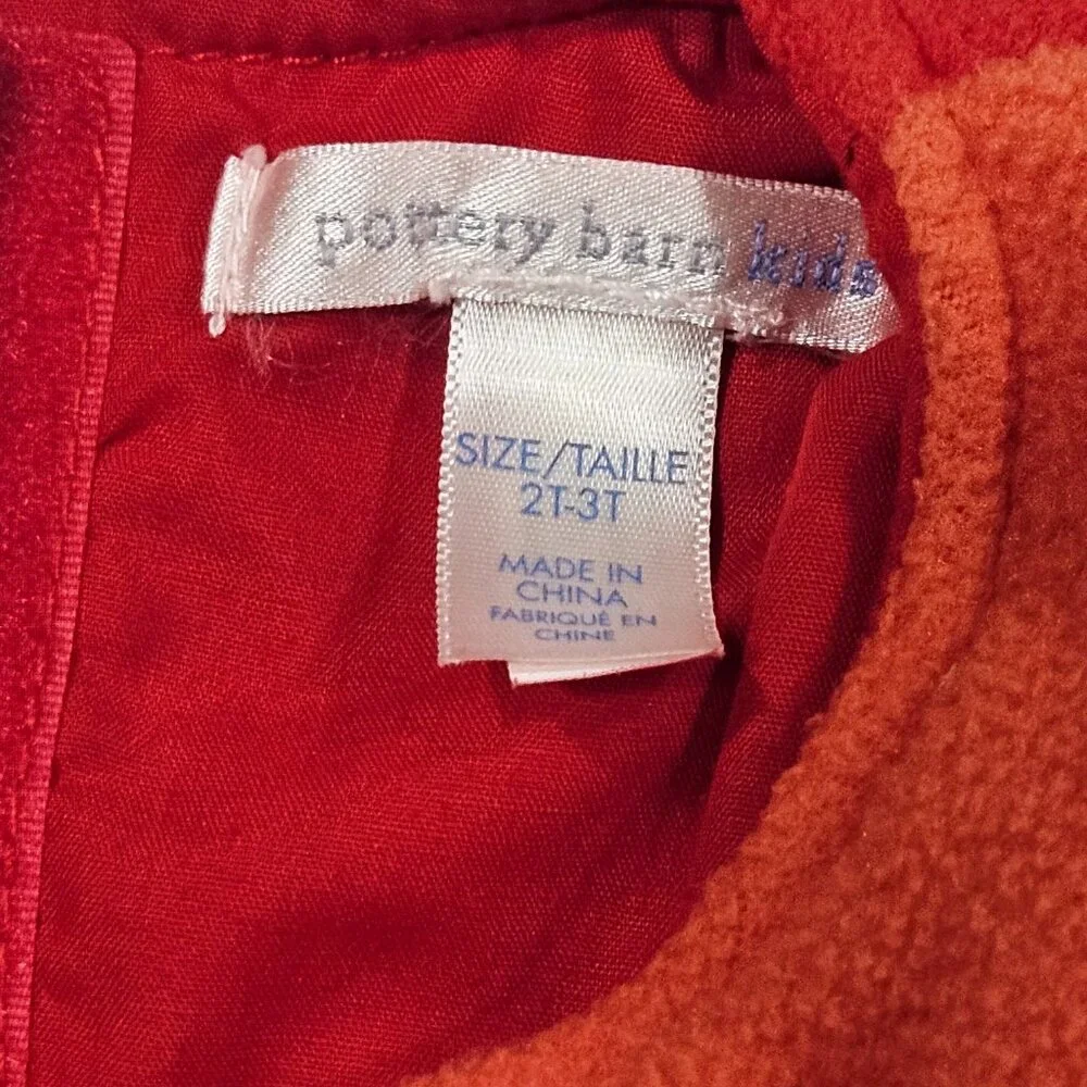 Pottery Barn Kids Lobster Costume Red Toddler 2T/3T (Missing Hat) - Picture 3 of 6